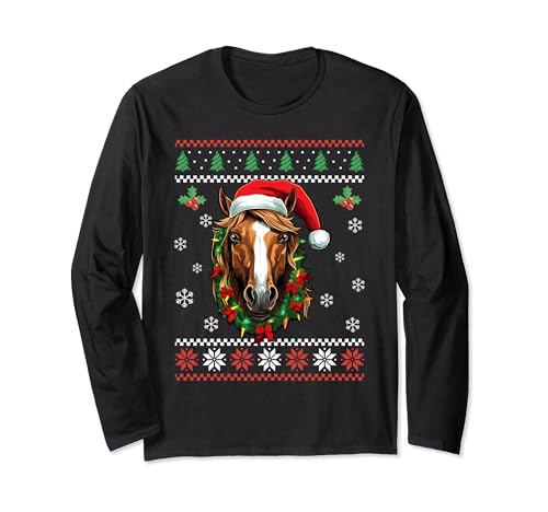 Weihnachtspullover mit Pferd, Pony, für Erwachsene und Kinder Langarmshirt Weihnachtspullover mit Pferd, Pony, für Erwachsene und Kinder Langarmshirt von Funny Ugly Christmas Sweater Horse