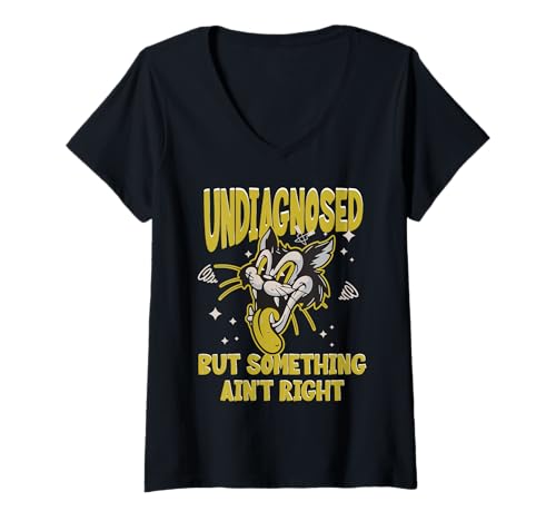 Damen Undiagnosed But Something Ain't Right Funny Cat Meme T-Shirt mit V-Ausschnitt Damen Undiagnosed But Something Ain't Right Funny Cat Meme T-Shirt mit V-Ausschnitt von Funny Undiagnosed But Something Ain't Right Shirt