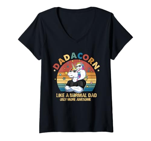 Damen Süßes Dadacorn wie EIN normaler Vater, nur noch mehr toller Papa T-Shirt mit V-Ausschnitt Damen Süßes Dadacorn wie EIN normaler Vater, nur noch mehr toller Papa T-Shirt mit V-Ausschnitt von Funny Unicorn Father's Day 2023