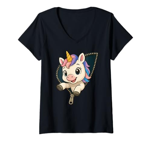Damen Einhorn-Kostüm, für Mädchen | Süßes Einhorn T-Shirt mit V-Ausschnitt Damen Einhorn-Kostüm, für Mädchen | Süßes Einhorn T-Shirt mit V-Ausschnitt von Funny Unicorn Graphics, Designs & Outfits for Kids