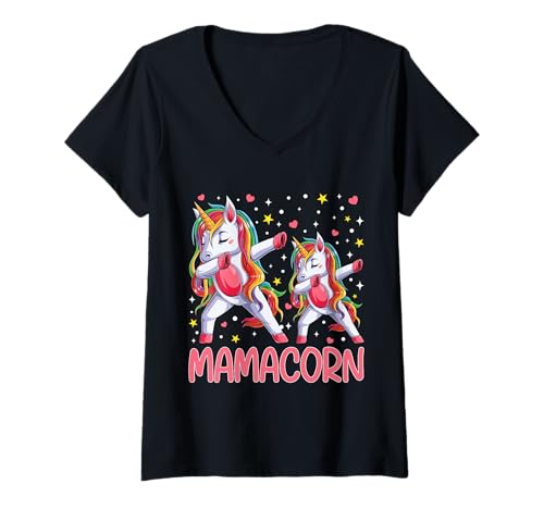 Damen Mamacorn Kostüm Niedliches Einhorn Mama Lustig Muttertag Frauen T-Shirt mit V-Ausschnitt Damen Mamacorn Kostüm Niedliches Einhorn Mama Lustig Muttertag Frauen T-Shirt mit V-Ausschnitt von Funny Unicorn Mother's Day Gifts Idea For Mama Mom