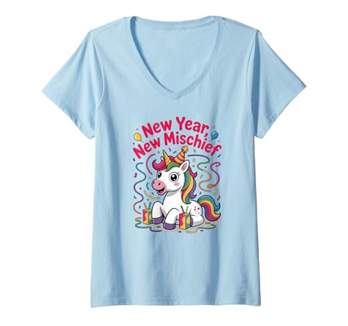 Damen New Year New Unfug Funny Unicorn Rainbow T-Shirt mit V-Ausschnitt Damen New Year New Unfug Funny Unicorn Rainbow T-Shirt mit V-Ausschnitt von Funny Unicorn Party Apparel Gifts by Anastasia