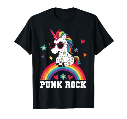 Punk Rock Cute Unicorn Musik Rocker Kleinkind Mädchen Kinder Frauen T-Shirt von Funny Unicorn Punk Rock Music Tee Festival