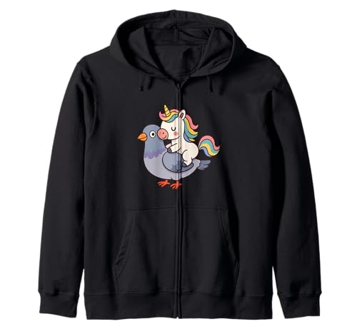 Einhorn reitet eine Taube Jungen Mädchen Männer Frauen Kinder Erwachsene Kapuzenjacke von Funny Unicorn Riding A Pigeon Rainbow Shop