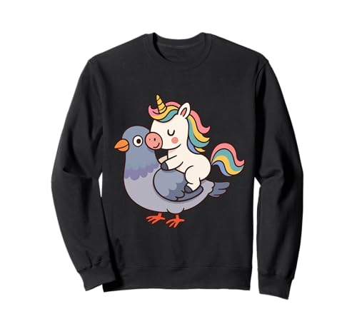 Einhorn reitet eine Taube Jungen Mädchen Männer Frauen Kinder Erwachsene Sweatshirt von Funny Unicorn Riding A Pigeon Rainbow Shop