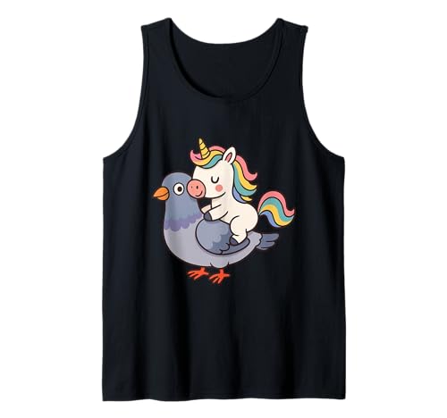 Einhorn reitet eine Taube Jungen Mädchen Männer Frauen Kinder Erwachsene Tank Top von Funny Unicorn Riding A Pigeon Rainbow Shop