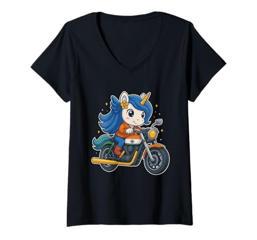 Damen Einhorn Reiten Indien Motorrad Jungen Mädchen Männer Frauen Kinder T-Shirt mit V-Ausschnitt Damen Einhorn Reiten Indien Motorrad Jungen Mädchen Männer Frauen Kinder T-Shirt mit V-Ausschnitt von Funny Unicorn Riding India Motorcycle Rainbow Shop