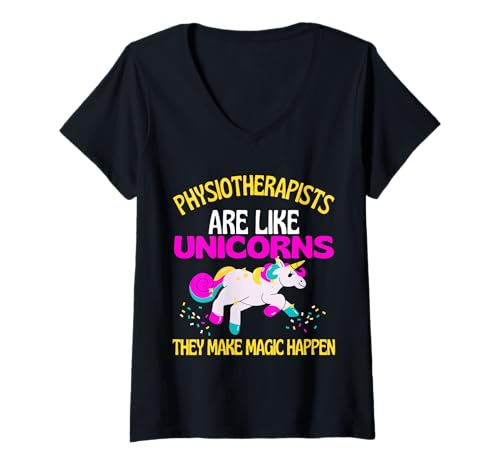Damen Physiotherapeut Einhorn, Magisches Einhorn, Physio-Massage T-Shirt mit V-Ausschnitt Damen Physiotherapeut Einhorn, Magisches Einhorn, Physio-Massage T-Shirt mit V-Ausschnitt von Funny Unicorn Worker Company