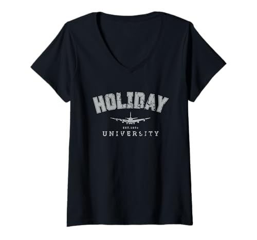 Damen Universität des Urlaubs T-Shirt mit V-Ausschnitt Damen Universität des Urlaubs T-Shirt mit V-Ausschnitt von Funny University College Humor Holiday