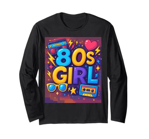80er Jahre Girl Fun Retro Classic Throwback 80er Jahre Vibes Langarmshirt 80er Jahre Girl Fun Retro Classic Throwback 80er Jahre Vibes Langarmshirt von Funny Van Gogh Inspired T-Rex Graphic