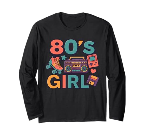 80er Jahre Mädchen Cool Retro Throwback 80er Jahre Fun Memories Vibe Langarmshirt 80er Jahre Mädchen Cool Retro Throwback 80er Jahre Fun Memories Vibe Langarmshirt von Funny Van Gogh Inspired T-Rex Graphic