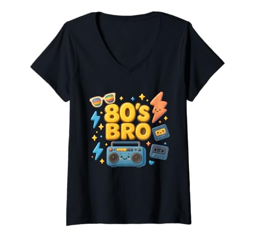 Damen Klassischer Rückblick „Bro Sweet Memories“ aus den 80er-Jahren T-Shirt mit V-Ausschnitt Damen Klassischer Rückblick „Bro Sweet Memories“ aus den 80er-Jahren T-Shirt mit V-Ausschnitt von Funny Van Gogh Inspired T-Rex Graphic