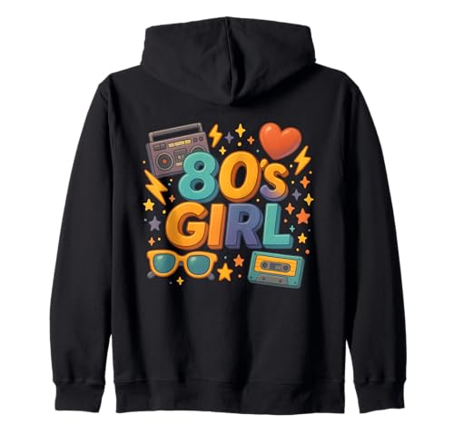 Down Memory Lane 80er Jahre Mädchen Retro Illustration Throwback 80er Jahre Kapuzenjacke Down Memory Lane 80er Jahre Mädchen Retro Illustration Throwback 80er Jahre Kapuzenjacke von Funny Van Gogh Inspired T-Rex Graphic
