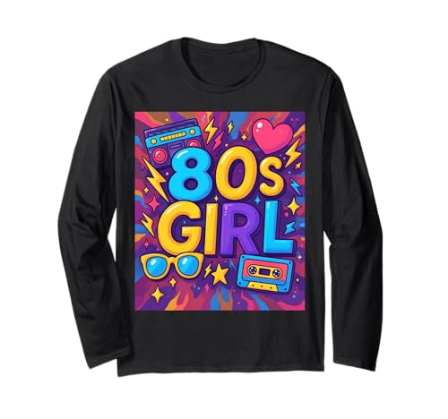 Old School 80er Jahre Girl Cool Retro Throwback 80's Vibes Langarmshirt Old School 80er Jahre Girl Cool Retro Throwback 80's Vibes Langarmshirt von Funny Van Gogh Inspired T-Rex Graphic