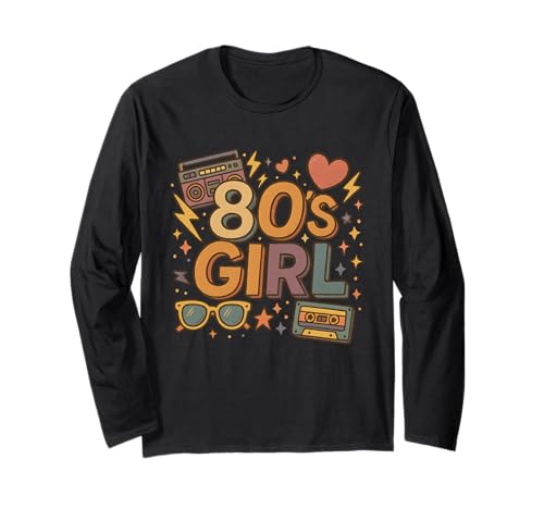 Old School 80er Jahre Mädchen Vintage Throwback 80er Jahre Vibe Langarmshirt Old School 80er Jahre Mädchen Vintage Throwback 80er Jahre Vibe Langarmshirt von Funny Van Gogh Inspired T-Rex Graphic