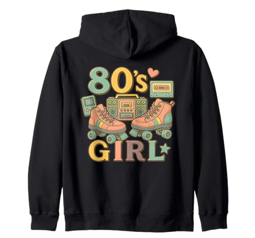 Old School Girl 80er Jahre Mädchen Retro Throwback 80er Jahre Vibes Kapuzenjacke Old School Girl 80er Jahre Mädchen Retro Throwback 80er Jahre Vibes Kapuzenjacke von Funny Van Gogh Inspired T-Rex Graphic