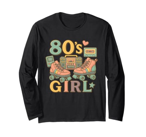 Old School Girl 80er Jahre Mädchen Retro Throwback 80er Jahre Vibes Langarmshirt Old School Girl 80er Jahre Mädchen Retro Throwback 80er Jahre Vibes Langarmshirt von Funny Van Gogh Inspired T-Rex Graphic