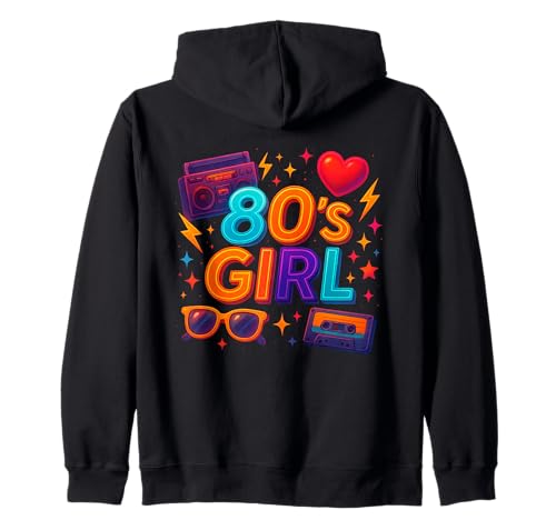 Retro 80er Jahre Mädchen Classic Old School Throwback 80er Jahre Vibe Kapuzenjacke Retro 80er Jahre Mädchen Classic Old School Throwback 80er Jahre Vibe Kapuzenjacke von Funny Van Gogh Inspired T-Rex Graphic