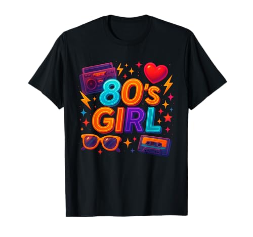 Retro 80er Jahre Mädchen Classic Old School Throwback 80er Jahre Vibe T-Shirt Retro 80er Jahre Mädchen Classic Old School Throwback 80er Jahre Vibe T-Shirt von Funny Van Gogh Inspired T-Rex Graphic
