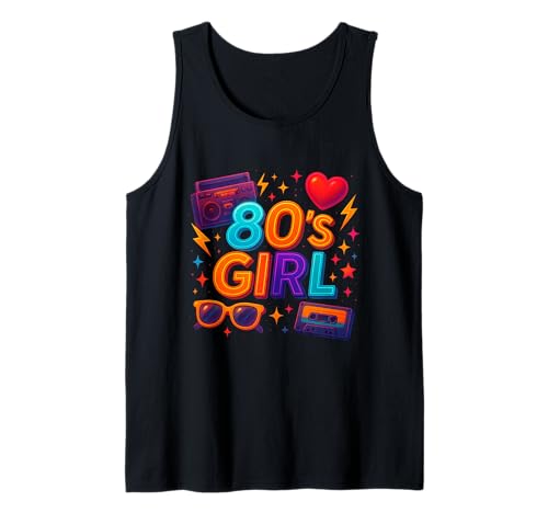 Retro 80er Jahre Mädchen Classic Old School Throwback 80er Jahre Vibe Tank Top Retro 80er Jahre Mädchen Classic Old School Throwback 80er Jahre Vibe Tank Top von Funny Van Gogh Inspired T-Rex Graphic