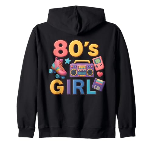 Retro 80er Jahre Mädchen Old School Girl Throwback 80er Jahre Vibe Kapuzenjacke Retro 80er Jahre Mädchen Old School Girl Throwback 80er Jahre Vibe Kapuzenjacke von Funny Van Gogh Inspired T-Rex Graphic