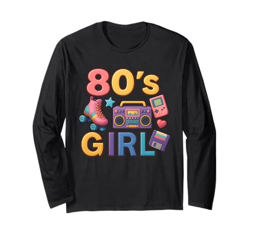 Retro 80er Jahre Mädchen Old School Girl Throwback 80er Jahre Vibe Langarmshirt von Funny Van Gogh Inspired T-Rex Graphic