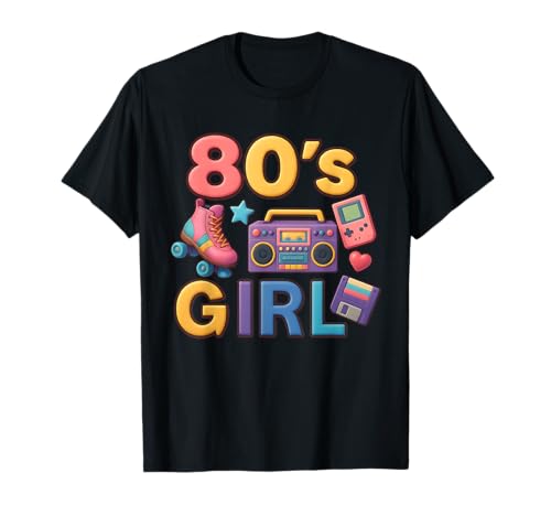 Retro 80er Jahre Mädchen Old School Girl Throwback 80er Jahre Vibe T-Shirt Retro 80er Jahre Mädchen Old School Girl Throwback 80er Jahre Vibe T-Shirt von Funny Van Gogh Inspired T-Rex Graphic