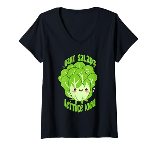 Damen Möchten Sie Salat? Salat wissen! Salat Wortspiel T-Shirt mit V-Ausschnitt Damen Möchten Sie Salat? Salat wissen! Salat Wortspiel T-Shirt mit V-Ausschnitt von Funny Vegetable Designs