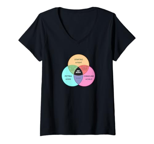 Damen Lustiges Venn-Diagramm Hey Buddy Meme T-Shirt mit V-Ausschnitt Damen Lustiges Venn-Diagramm Hey Buddy Meme T-Shirt mit V-Ausschnitt von Funny Venn diagram by Polygrafix