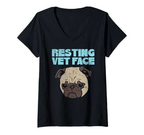 Damen Lustiges Tierarztgesicht T-Shirt mit V-Ausschnitt Damen Lustiges Tierarztgesicht T-Shirt mit V-Ausschnitt von Funny Veterinarian Designs & Quotes