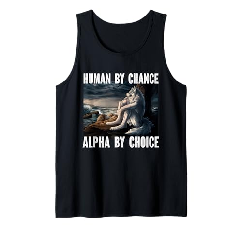 Herren Vintage Wolf Ripping Meme Mensch von Zufall Alpha by Choice Tank Top von Funny Vintage Werewolf Wolf Ripping Meme Shirts