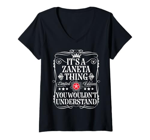 Damen Zaneta Name It's A Zaneta Thing You Wouldn't Understand T-Shirt mit V-Ausschnitt Damen Zaneta Name It's A Zaneta Thing You Wouldn't Understand T-Shirt mit V-Ausschnitt von Funny Vintage Zaneta Name T-Shirts And Gifts
