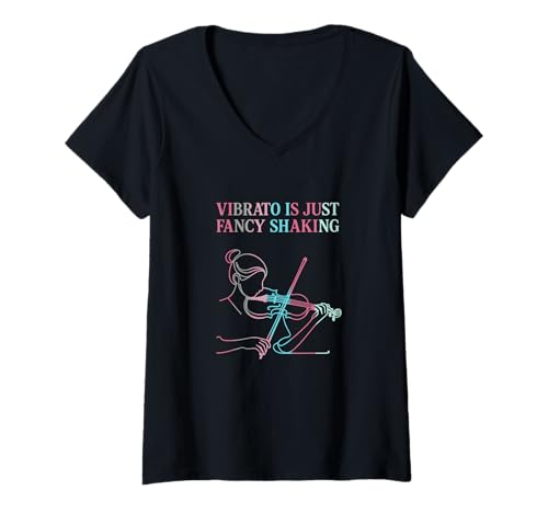 Damen Lustiger Violinspieler Kunst Violinist Frauen und Mädchen T-Shirt mit V-Ausschnitt von Funny Violin Shirts and violinists accessories