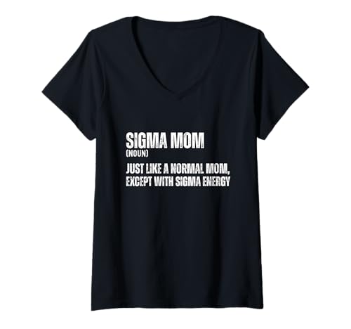 Damen Lustige Sigma-Mutter Lustiges Gen Alpha Sigma-Familienmeme Mutter T-Shirt mit V-Ausschnitt Damen Lustige Sigma-Mutter Lustiges Gen Alpha Sigma-Familienmeme Mutter T-Shirt mit V-Ausschnitt von Funny Viral Mother Memes Apparel