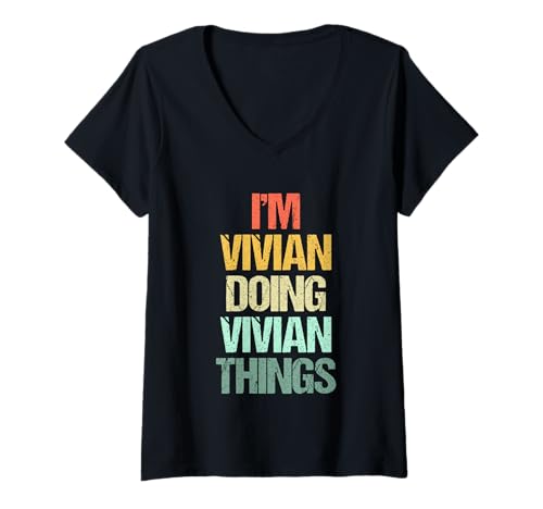 Damen I'm Vivian Doing Vivian Things - Lustiger Spruch Name Vivian T-Shirt mit V-Ausschnitt von Funny Vivian Sayings & Funny Vivian Designs