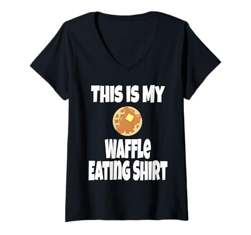 Damen Das ist Mein Waffelessen Lustiges Essensliebhaber-Sprichwort „Feinschmecker“ T-Shirt mit V-Ausschnitt von Funny Waffle Gifts
