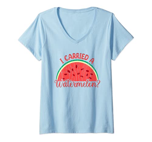 Damen I Carried A Watermelon Lustiger Sommer-Frucht-Lover Grafik T-Shirt mit V-Ausschnitt Damen I Carried A Watermelon Lustiger Sommer-Frucht-Lover Grafik T-Shirt mit V-Ausschnitt von Funny Watermelon Graphic & More