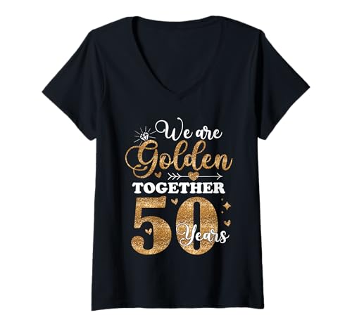 Damen We Golden Together 50 Jahre, 50. Hochzeitstag, verheiratet T-Shirt mit V-Ausschnitt Damen We Golden Together 50 Jahre, 50. Hochzeitstag, verheiratet T-Shirt mit V-Ausschnitt von Funny We Golden Together 50 Years 50th Wedding