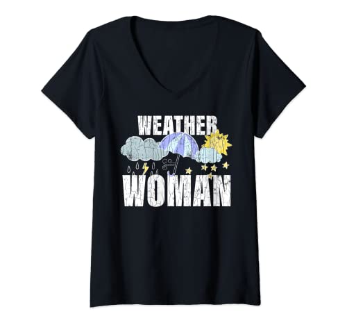 Damen Wetter Frau Meteorologe Lustige Meteorologie-Grafik T-Shirt mit V-Ausschnitt Damen Wetter Frau Meteorologe Lustige Meteorologie-Grafik T-Shirt mit V-Ausschnitt von Funny Weather Woman Graphic & More