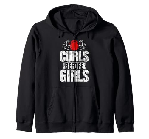 Curls Before Girls Gewichtheben Bizeps Fitness Bodybuilding Kapuzenjacke Curls Before Girls Gewichtheben Bizeps Fitness Bodybuilding Kapuzenjacke von Funny Weightlifting Gym Quote Gifts Men Women