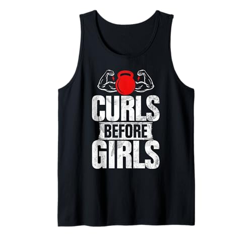 Curls Before Girls Gewichtheben Bizeps Fitness Bodybuilding Tank Top Curls Before Girls Gewichtheben Bizeps Fitness Bodybuilding Tank Top von Funny Weightlifting Gym Quote Gifts Men Women