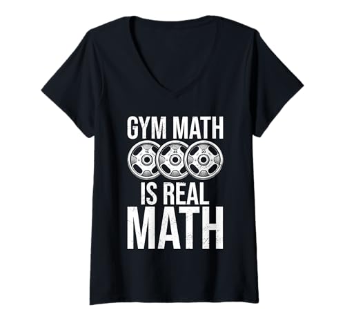 Damen Gym Math is Real Math Gewichtheben Muskeln T-Shirt mit V-Ausschnitt Damen Gym Math is Real Math Gewichtheben Muskeln T-Shirt mit V-Ausschnitt von Funny Weightlifting Gym Quote Gifts Men Women