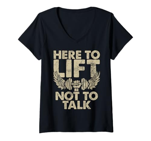 Damen Hier, um Nicht zu sprechen Hantel Muscle Lift Gewichtheben T-Shirt mit V-Ausschnitt Damen Hier, um Nicht zu sprechen Hantel Muscle Lift Gewichtheben T-Shirt mit V-Ausschnitt von Funny Weightlifting Gym Quote Gifts Men Women
