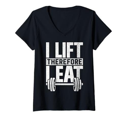 Damen Ich hebe, Also Esse ich Fitness, Gewichtheben, Muskeln Heben T-Shirt mit V-Ausschnitt Damen Ich hebe, Also Esse ich Fitness, Gewichtheben, Muskeln Heben T-Shirt mit V-Ausschnitt von Funny Weightlifting Gym Quote Gifts Men Women