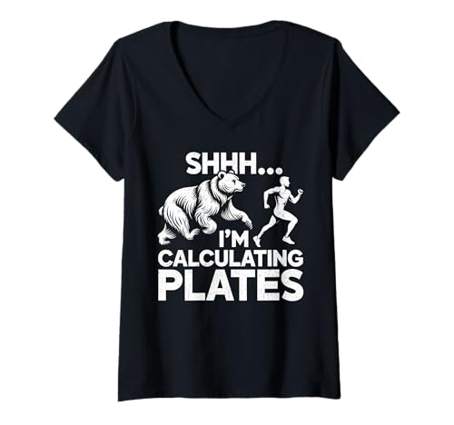 Damen Psst... Ich berechne Platten, Fitness, lustiges Training, Zug T-Shirt mit V-Ausschnitt von Funny Weightlifting Gym Quote Gifts Men Women