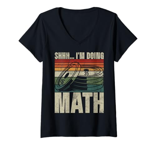 Damen Shhh I'm Doing Math Fitness Gewichte Gym Lover Training Sport T-Shirt mit V-Ausschnitt von Funny Weightlifting Gym Quote Gifts Men Women