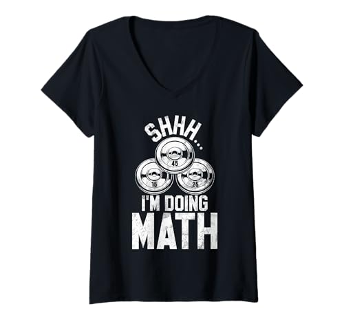 Damen Shhh I'm Doing Math Fitness Gewichtheben Hantel Muskel T-Shirt mit V-Ausschnitt Damen Shhh I'm Doing Math Fitness Gewichtheben Hantel Muskel T-Shirt mit V-Ausschnitt von Funny Weightlifting Gym Quote Gifts Men Women