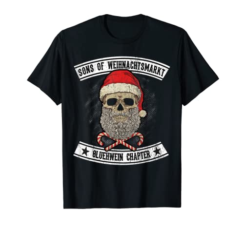 Funny Weihnachts Xmax Christmas - Weihnacht T-Shirt, Herren, Kurzarm, Schwarz, M, Sons of Weihnachtsmarkt Glühwein Chapter von Funny Weihnachts Xmax Christmas