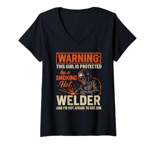 Damen Welder Wife Funny Welder Freundin Frauen Geburtstag T-Shirt mit V-Ausschnitt Damen Welder Wife Funny Welder Freundin Frauen Geburtstag T-Shirt mit V-Ausschnitt von Funny Welder Girlfriend Wife Apparel Co.