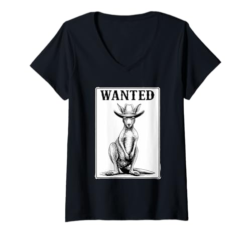 Damen Australisches Känguru-Cowboy-Rodeo, Western Country, Australien T-Shirt mit V-Ausschnitt Damen Australisches Känguru-Cowboy-Rodeo, Western Country, Australien T-Shirt mit V-Ausschnitt von Funny Western Country Cowboy Kangaroo Animal